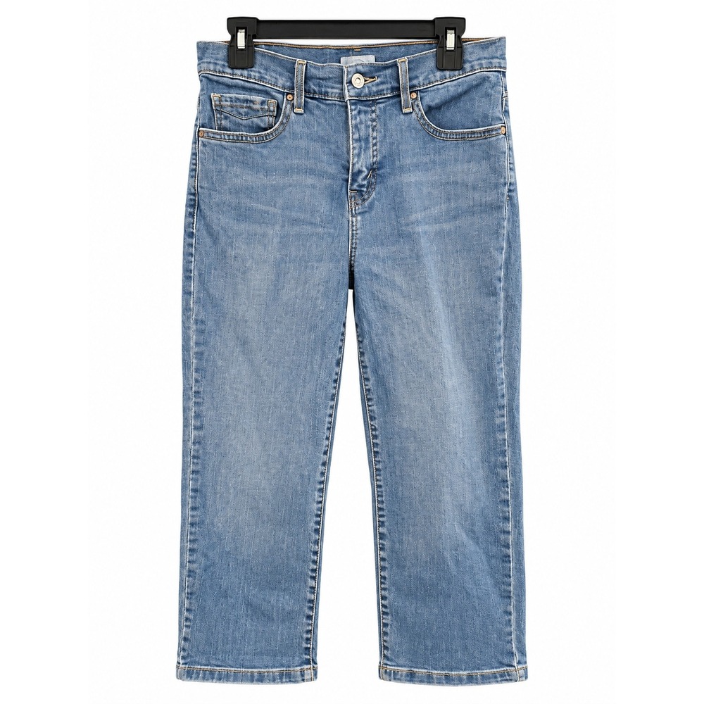 Levis Women Perfectly Slimming Straight Leg Crop Jeans Medium Wash Blue Size 8